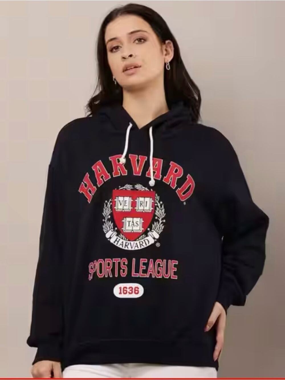 HARVARD UNIVERSITY X H&M Collegiate Cozy Black Hoodie with Drawstring M